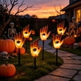 thumbnail image 4 of Dmlowu Halloween Solar Lights Outdoor, 5 Pack Waterproof Ground Stake Orange Pumpkin Lights, Spooky Halloween Decorations for Outdoor Garden Lawn, 4 of 6