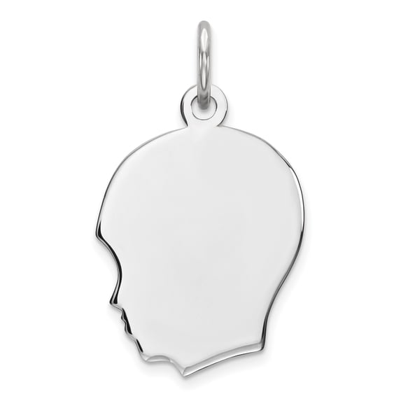 Sterling Silver Sterl Rh-Plt Engraveable Boy Polished Front/Satin Back Disc Charm (17 X 14) Made In United States qm354/27