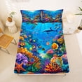 thumbnail image 5 of jejeloiu Colorful Ocean Coral Bed Sheets,Dolphin Fish Print Full Size Sheets For Boys,Multicolor Blue,4 Pieces,1 Flat Sheet, 1 Fitted Sheet and 2 Pillowcases, 5 of 6