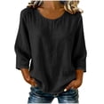 thumbnail image 3 of SROBPTY Womens Tops Solid Crew Neck 3/4 Sleeve Relaxed Lightweight Soft Shirts for Casual Use, 3 of 5