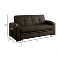 thumbnail image 5 of Futon Sofa- Brown Fabric Upholstery- Pull Out Base- Button Tufting, 5 of 5