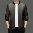 thumbnail image 2 of Chaqueta de cuero genuino para hombre, estilo coreano, corta, ajustada, con cuello de béisbol, informal, de moda, para otoño y primavera, 2 of 5