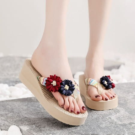 

Sunvit Womens Wedge Sandals Casual Fashion Open Toe Summer Slide Sandals #735 Blue