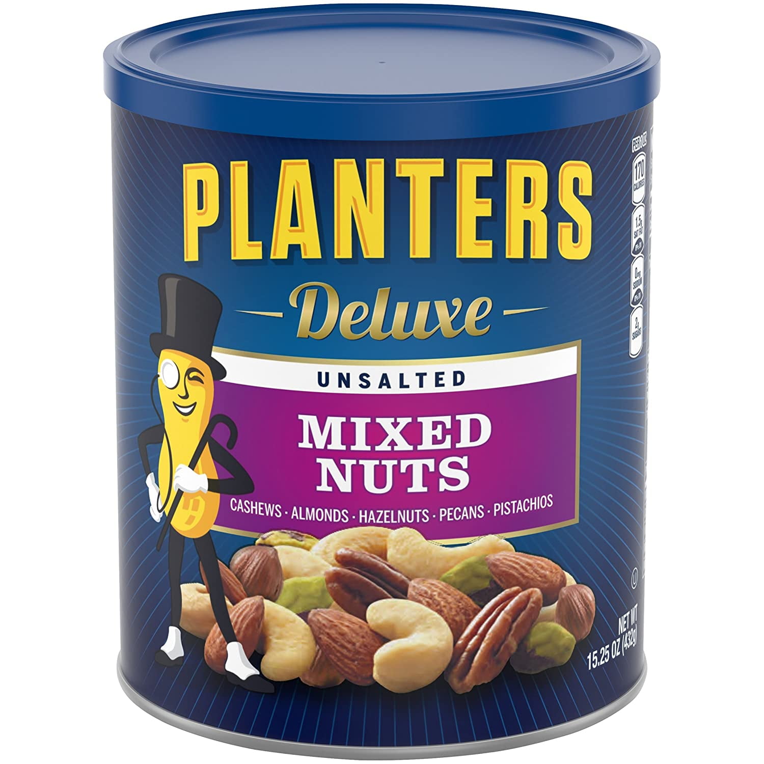 Planters Deluxe Unsalted Mixed Nuts, 15.25 oz. Resealable Container