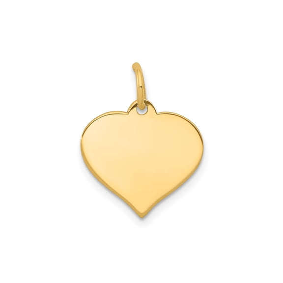 14k Yellow Gold Polished Heart Pendant Charm, Engravable Women's Fine Jewelry
