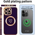 thumbnail image 3 of Magnetic Love Heart Case for iPhone 13 Pro Max, Cute Silicone Bumper with Raised Camera Protection (6.7") - Purple, 3 of 13