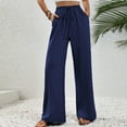 thumbnail image 5 of Besolor Wide Leg Pants for Women Casual Loose Elastic High Waist Palazzo Pants Solid Color Flowy Trousers with Pockets, 5 of 7
