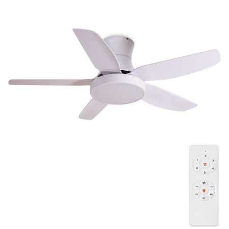 

OWSOO Indoor Low Profile Ceiling Fan with and Remote Control Ultra Quiet Flush Mount Fan with 6 Speed DC Motor and Energy Efficient with 3 Color 46 Inch Fresh White Finish