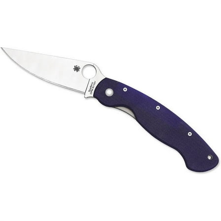 Spyderco Military Folding Knife 4" S110V Satin Plain Blade, Blue/Purple (Blurple) G10 Handles - C36GPDBL