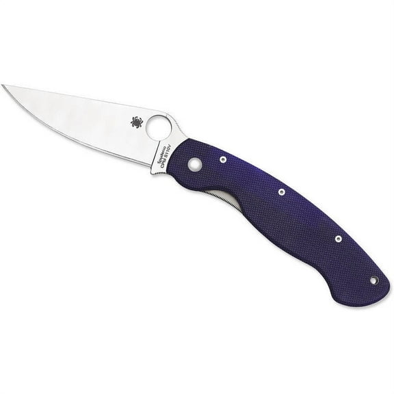 Spyderco Military Folding Knife 4" S110V Satin Plain Blade, Blue/Purple (Blurple) G10 Handles - C36GPDBL