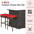 thumbnail image 5 of Costway 3PCS Patio Rattan Wicker Bar Table Stools Dining Set Cushioned Chairs Garden Red, 5 of 11
