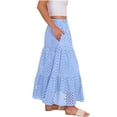 thumbnail image 4 of LWavelet Women Eyelet Embroidery Tiered Midi Skirt Elastic High Waist With Pockets Cute Summer Skirt Sky Blue M, 4 of 8