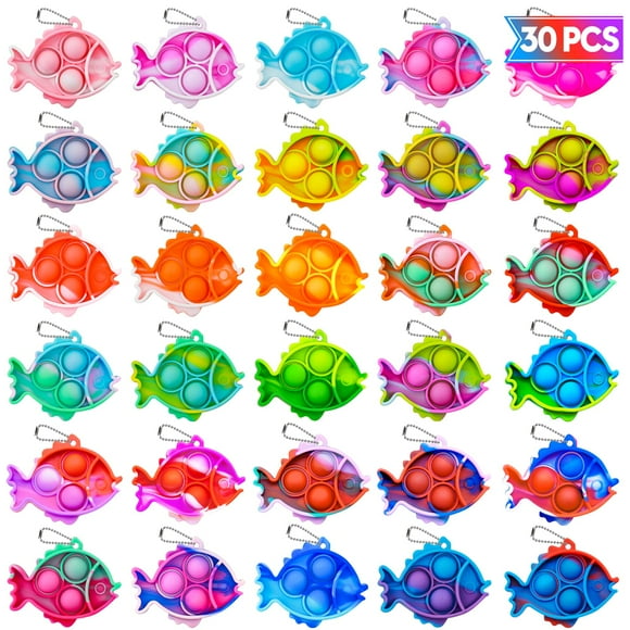Llavero Fidget Toy Genuvi Pop Fish a granel, 30 unidades, para niños