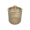 thumbnail image 3 of Makeup Cotton Swab Ball Holder Jar with Lid Dispenser for Countertop Desktop light brown, 3 of 8