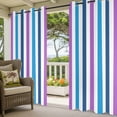 thumbnail image 2 of Outdoor Curtains for Patio Waterproof Blue Purple Stripes Indoor/Outdoor Curtain Tiebacks Lines Striped Privacy Curtain Sun Block Grommet Drapes for Pergolas Gazebo Porch Balcony 2 Panel 54x108 Inch, 2 of 9