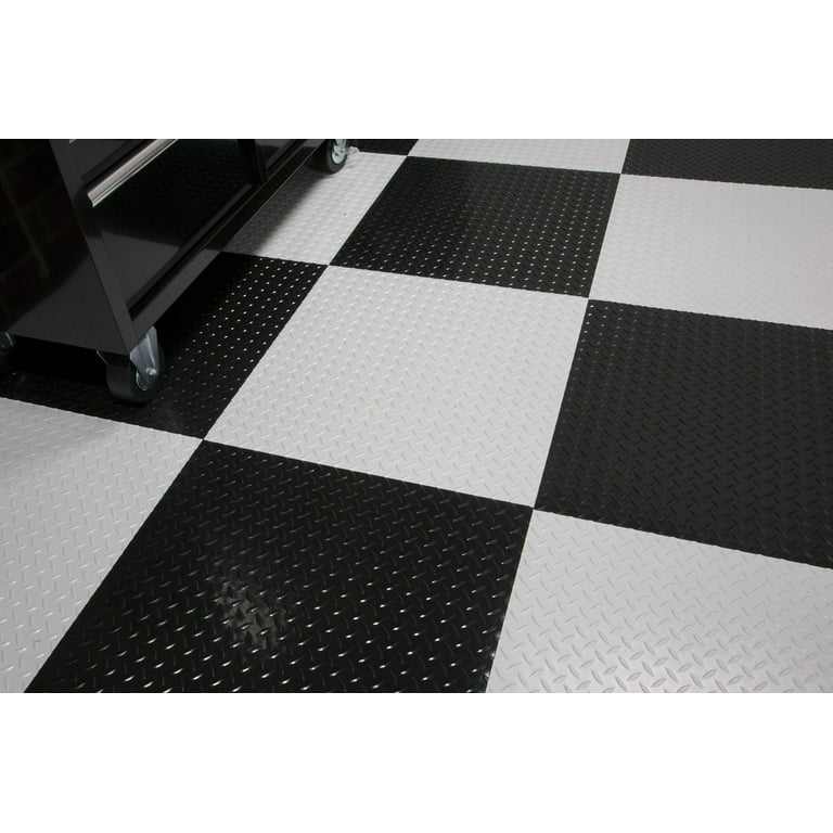 G-Floor RaceDay Diamond Tread Midnight Black 24 in. x 24 in. Peel and Stick Polyvinyl Tile (40 sq. ft. / case) G-Floor RaceDay Diamond Tread Midnight Black 24 in. x 24 in. Peel and Stick Polyvinyl Tile (40 sq. ft. / case)