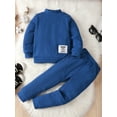 thumbnail image 3 of 4T Baby Boys Clothes 4T Boys 2PCS Fall WInter Outfits Set Solid Color Toddler Boys Long Sleeve Top Pants Set Blue, 3 of 7