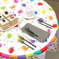 thumbnail image 4 of Happy Birthday Tablecloth Round 60 Inch Colorful Balloons Flags Stars Table Cloths Circle Cake Gifts Table Cover Washable Wipeable Polyester Tabletop for Dining Kitchen Picnic Party Decor, 4 of 7