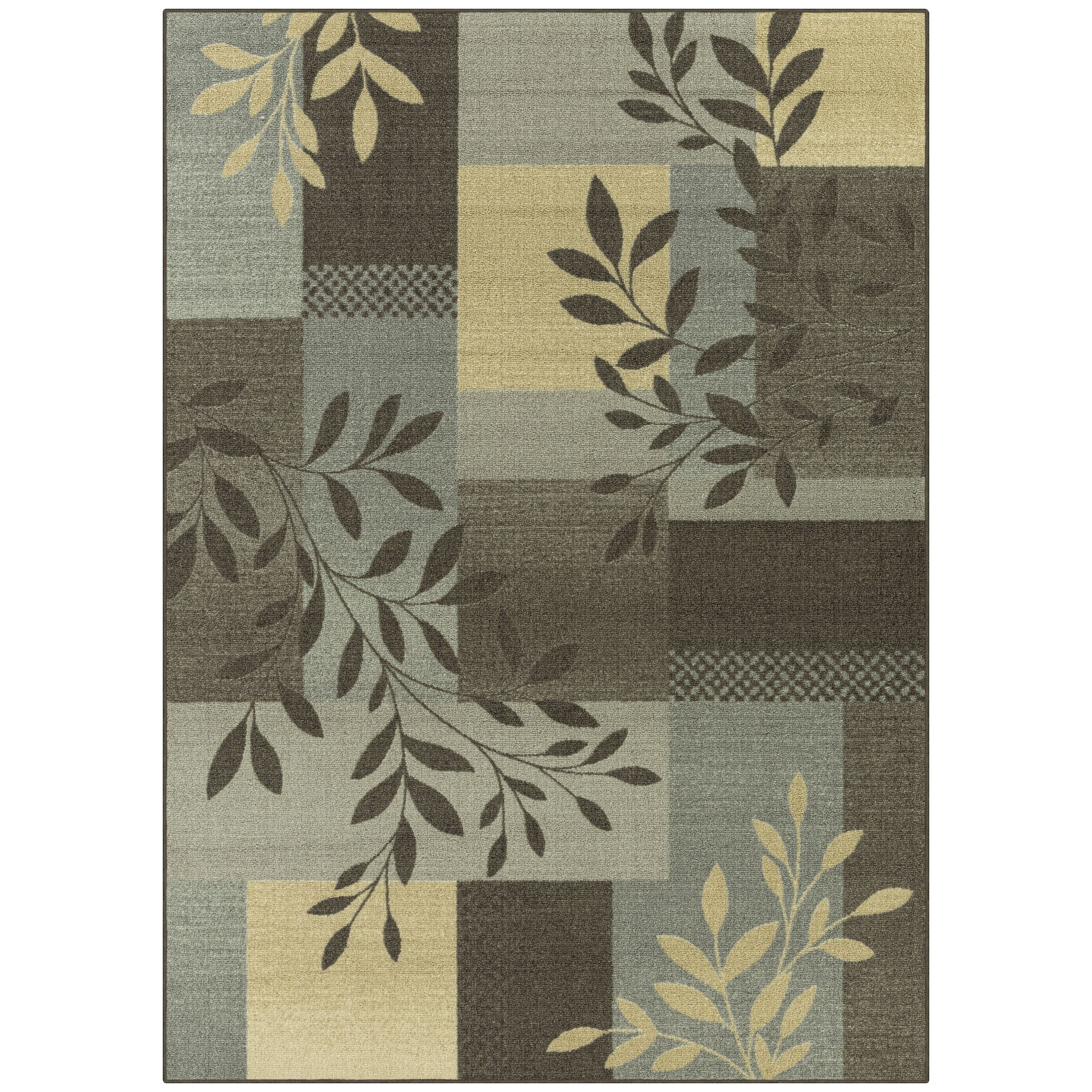 (2 pack) Mainstays Traditional Leaf Block Gray Print Indoor Area Rug, 5' x 7'
