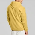 thumbnail image 4 of Domuza Mens Zip Up Hoodie Long Sleeve Casual Fashion Drawstring Sweatshirt Fall Winter Soft Lightweight Cotton Solid Pullover with Kangaroo Pockets Yellow 2XL, 4 of 7
