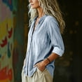 thumbnail image 6 of Ltctricy Women's Button down Denim Shirt Collared Casual Long Sleeve Tops Fall Loose Fit Trendy Jean Shirt, 6 of 7