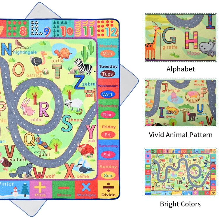 Washable Kids Playroom Rug With Hopscotch & Alphabet – 4.6' X 6.5' Non-Slip Educational Carpet For Nursery & Classrooms