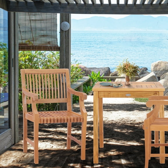 Teak Wood Castle Outdoor Patio Dining Arm Chair, A-Grade Teak Wood