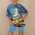 thumbnail image 4 of VBTAPA Womens Christmas Shorts Set Oversized Lounge Sets 2 Piece Matching Pajamas Xmas Tree Printed Short Sleeve Tee Top and Shorts Lounge Tracksuit B-Light Blue M, 4 of 8