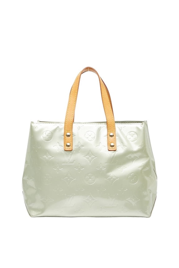 Pre-Owned Louis Vuitton Monogram Vernis Reed PM Handbag M91145 Green Silver Patent Leather...