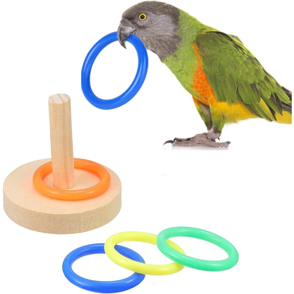 PEACNNG Bird Training Toy, Wooden Bird Block Puzzle Toy Parrot Training