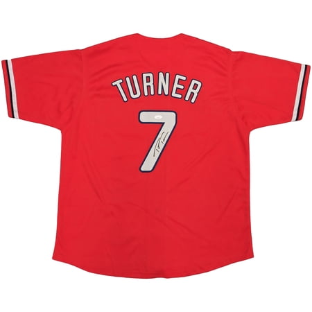 Philadelphia Phillies Trea Turner Autographed Red Jersey JSA 234073