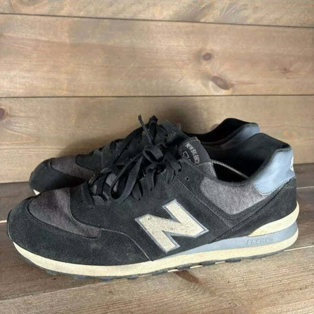 new balance 574 mens size 15 shoes black suede running sneakers