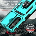thumbnail image 4 of for Samsung Galaxy A25 5G Case with Slide Camera Cover HD Screen Protector [ Grade 16ft. Drop Tested]  Ring Holder Kickstand Protective Phone Case for Galaxy A25 5G 2024, Mint, 4 of 18