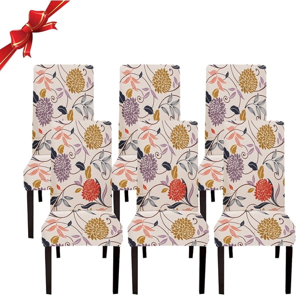 6 Piezas Fundas Elásticas para Sillas de Comedor 6 Piezas, Fundas para Sillas Lavables Universales, Fundas para Sillas Fáciles de Limpiar para Decoración de Comedor de Hotel, Restaurante, Estilo Flor Rojo Verde