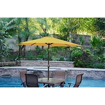 9ft Patio Umbrella with Tilt & Crank - Outdoor Market Umbrella - Aluminum Pole - Champagne Finish - Durable Shade