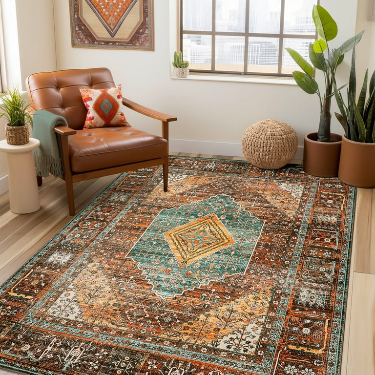 KUETH Area Rug, 5'x7' Machine Washable Runner, Non-Slip