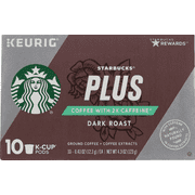 Starbucks PLUS Ground Coffee with 2x Caffeine Dark Roast -- 10 K-Cups Pack of 4