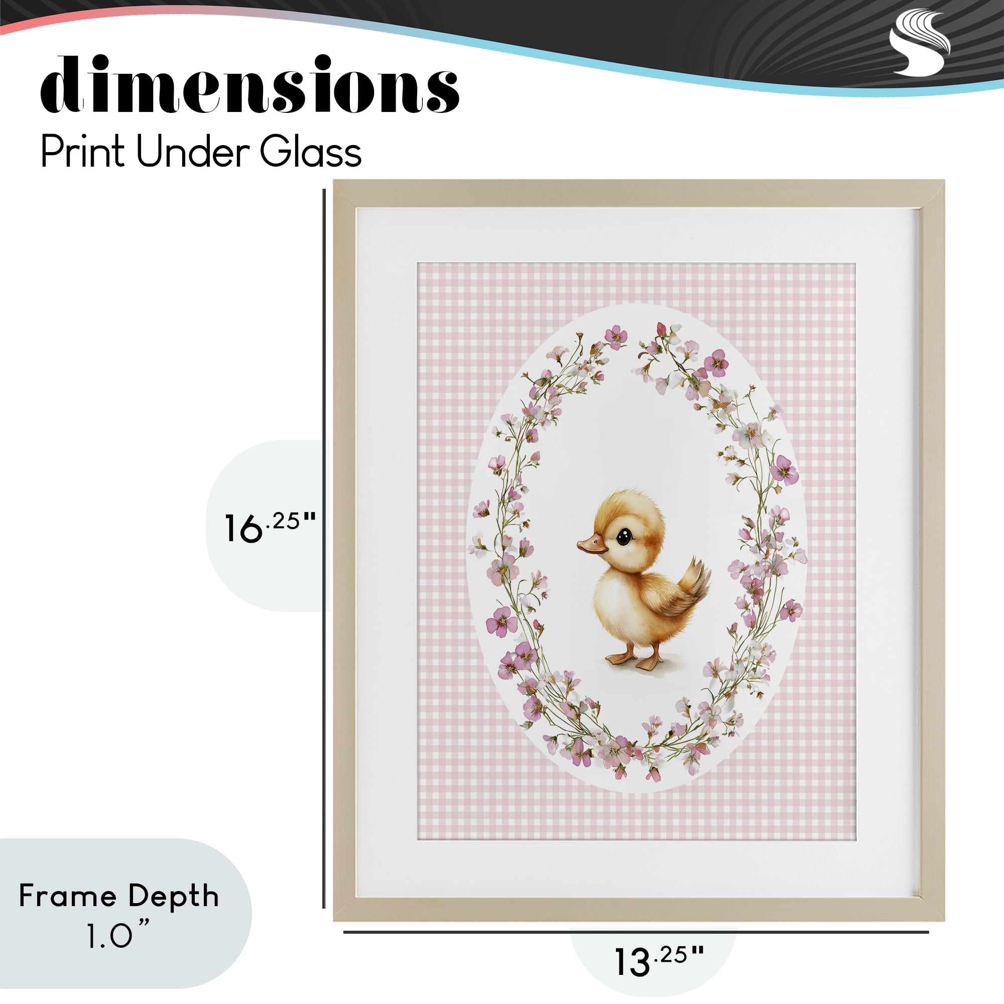 Stupell Industries Spring Gingham Duckling Birch Framed Print Under Glass, design by Christine Simpson Art