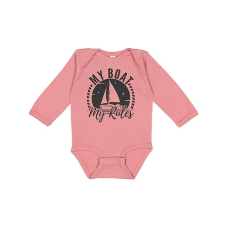 

Inktastic My Boat My Rules Sailing Captain Gift Baby Boy or Baby Girl Long Sleeve Bodysuit