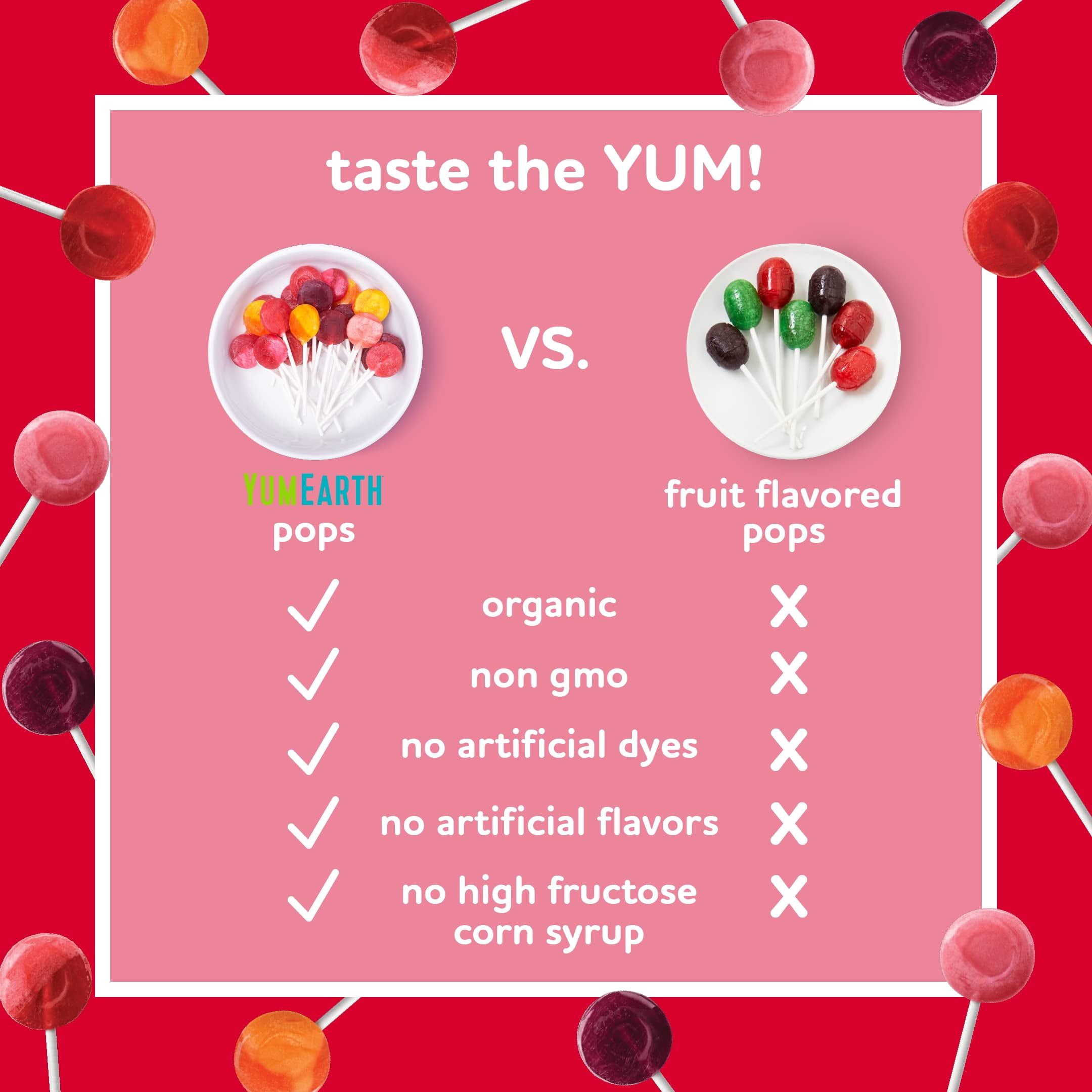 YumEarth Organic Fruit Pops Lollipops Assorted Flavors 4.2 oz 20 Count
