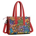 thumbnail image 2 of Teacher Tote Bag,Pioneer Flower Floral Print Pattern Teacher Utility Tote Bag,Large Work Tote Bags for Women with Multiple Pockets,Top Zipper Closure,13.8x10.6x6.7 Inch, 2 of 5