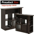 thumbnail image 5 of MOONMISS Walnut 3 Storage Shelves Rotating Top Modern Bar Cabinet with 6 Storage space and 2 Ribbed Glass Door, 5 of 6