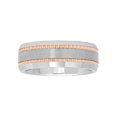 thumbnail image 3 of Mens Tungsten Rose Gold-Tone IP Double Grooved Wedding Band, 3 of 4