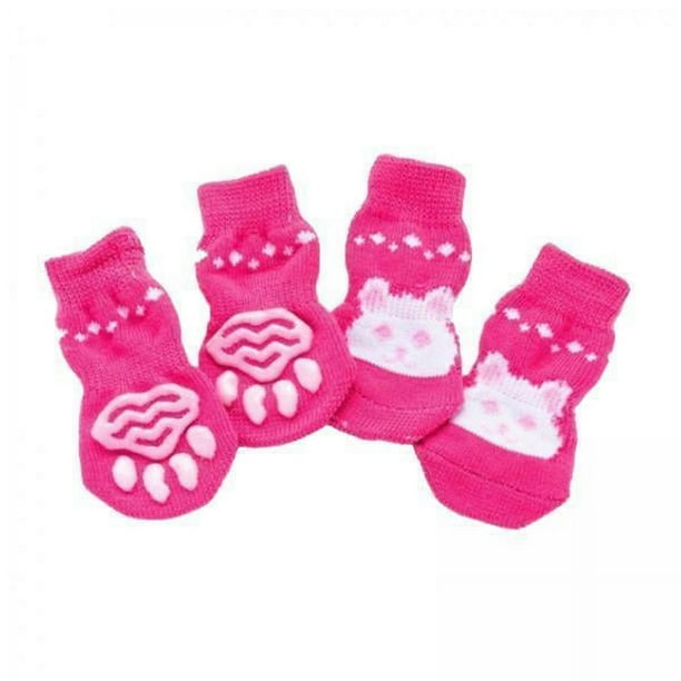5x 4 Uds. Calcetines Suaves de Punto para Mascotas Calcetines Antideslizantes de Dibujos Animados Lindos para Perros Pequeños Productos Transpirables 5 piezas