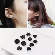 HOOUN Men Women Magnetic Fashion Black Stud Earrings Ear Plugs Non-Piercing Clip On-2