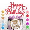 thumbnail image 3 of Happy Birthday Cake Topper, Birthday Party Supplies, Cake Decorations, Double Sided Glitter, Multi Colors, 3 of 4