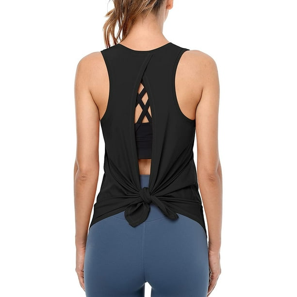 Attraco Women Tank Tops Open Back Loose Fit Yoga Workout Tops Yoga