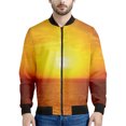 thumbnail image 3 of Chaqueta con cremallera con estampado de puesta de sol de Maldivas para hombre, chaqueta hawaiana de playa con estampado 3D de manga larga, chaqueta bomber informal holgada, abrigo de calle, 3 of 5