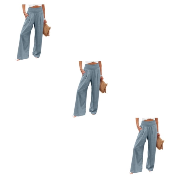 Qarigey Pantalones de primavera y verano para mujer, Color sólido, largos, sueltos, informales, de pierna ancha, elásticos para oficina, Type1 NO1