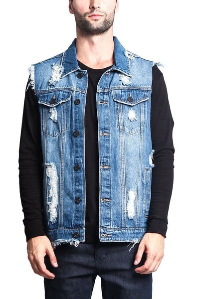 mens denim vest walmart